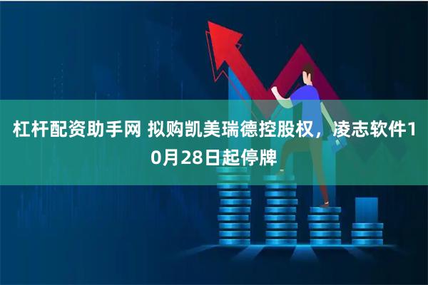 杠杆配资助手网 拟购凯美瑞德控股权，凌志软件10月28日起停牌